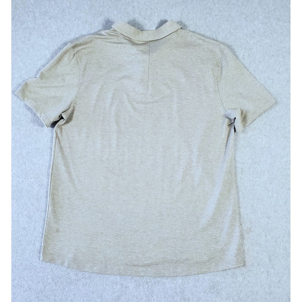 Lululemon Evolution Polo Mens XXL Grey Beige Short Sleeve Golf Shirt LM3ENDS